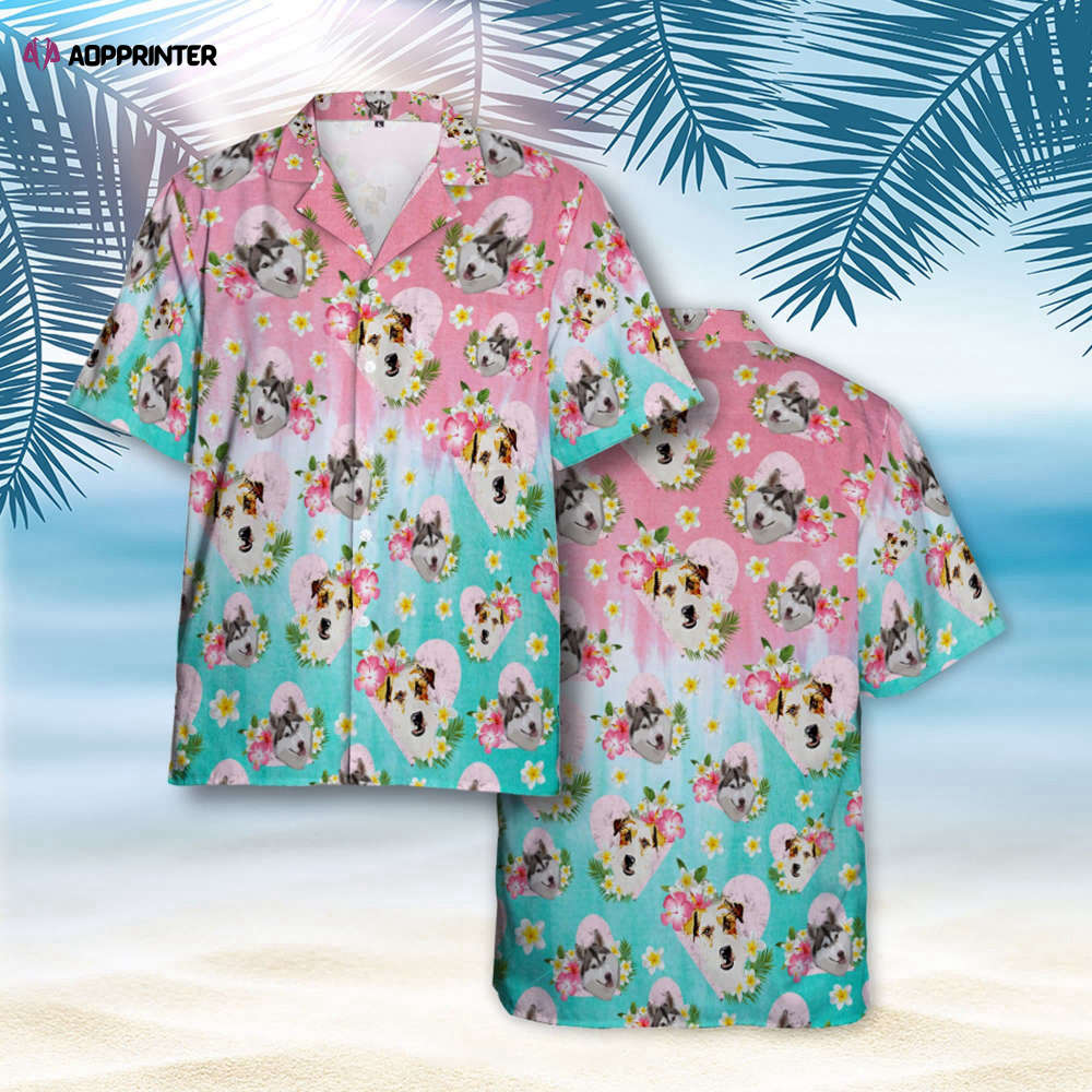 Custom Dog Hawaiian Shirt Personalized Pet Short Sleeve Hawaiian Shirt with Pet Face Wedding   Honeymoon Gift