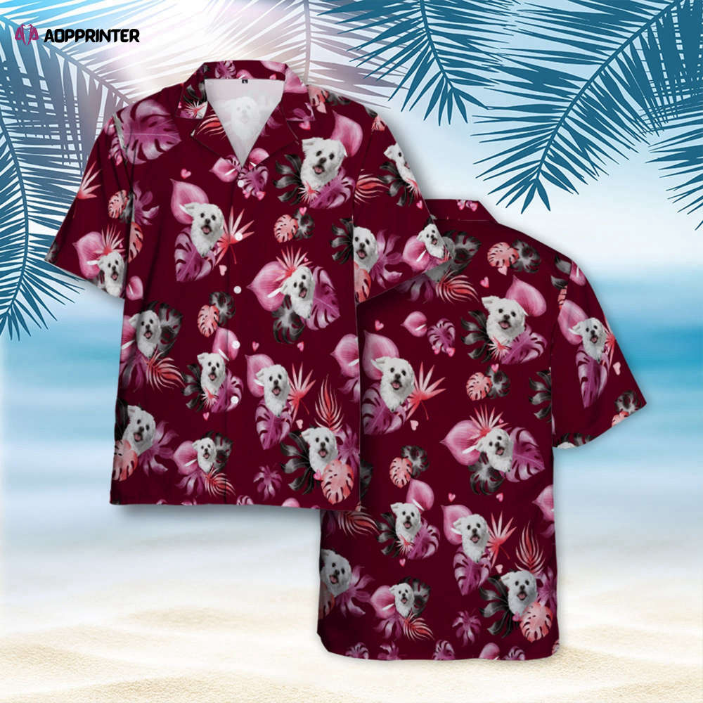 Custom Dog Hawaii Holiday Shirt Personalized Pet Photo Short Sleeve Hawaii Shirt Wedding   Honeymoon Present