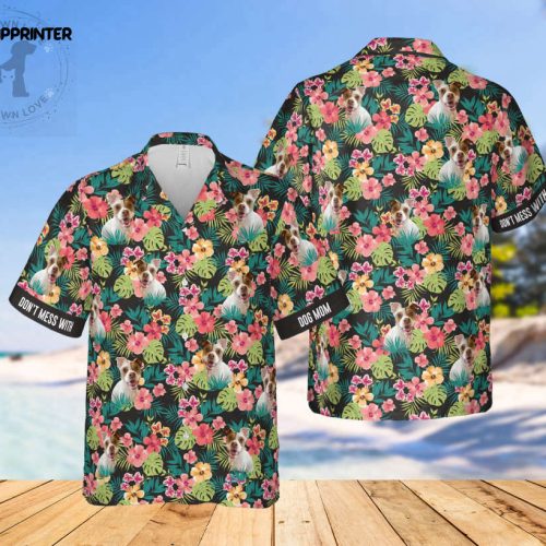 Custom Dog Hawaiian Shirt with Pet Name Pet Photo Short Sleeve Beach Palm Tree Hawaiian Shirt Personalized Cat Photo Shirt