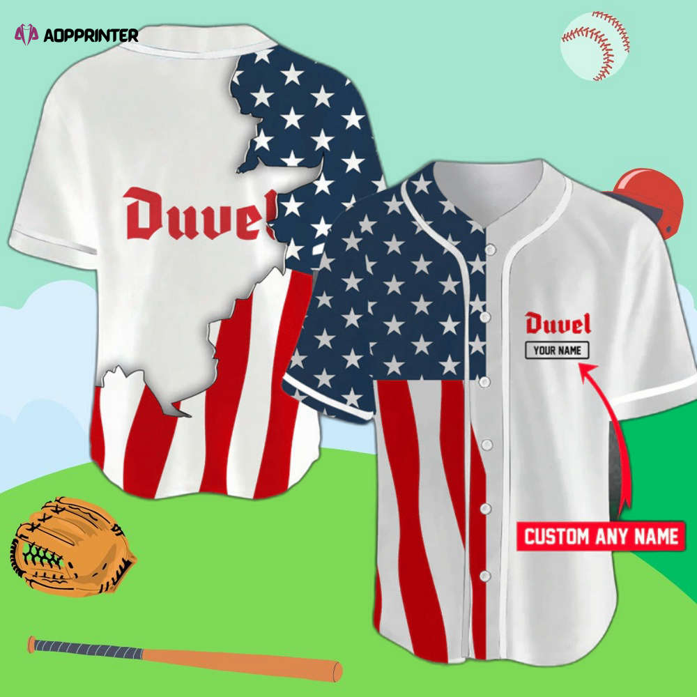 Custom Duvel Beer American Flag Baseball Jersey: Personalized Patriotic Apparel