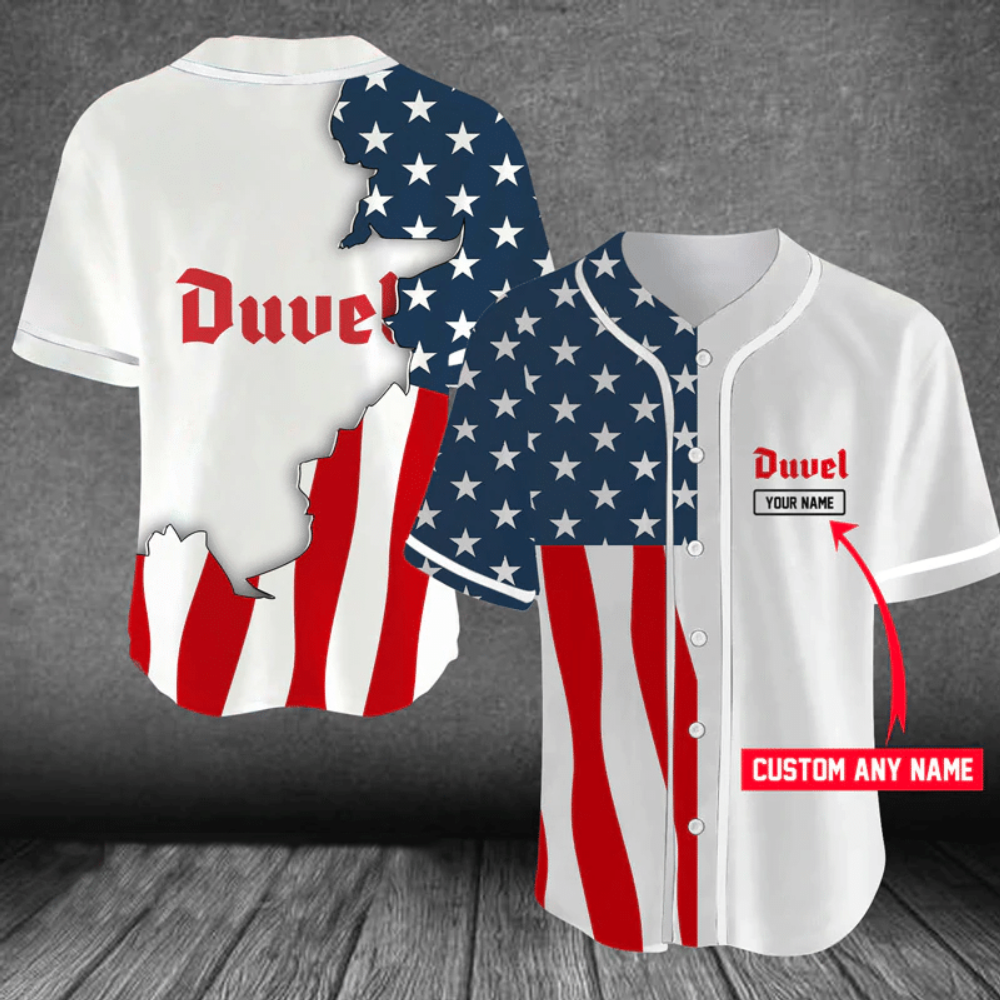 Custom Duvel Beer American Flag Baseball Jersey: Personalized Patriotic Apparel