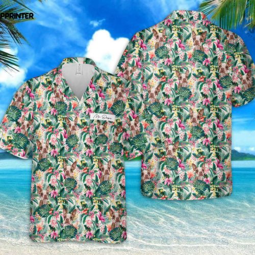 Custom Hawaii Dog Short Sleeve Shirt Personalized Cat Hawaii Beach Shirt   Personalized Text on Chest Pocket
