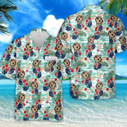 Custom Hawaii Dog Short Sleeve Unisex Shirt Personalized Cat Hawaii Beach Shirt  Couple  Personalized Text on Chest Pocket