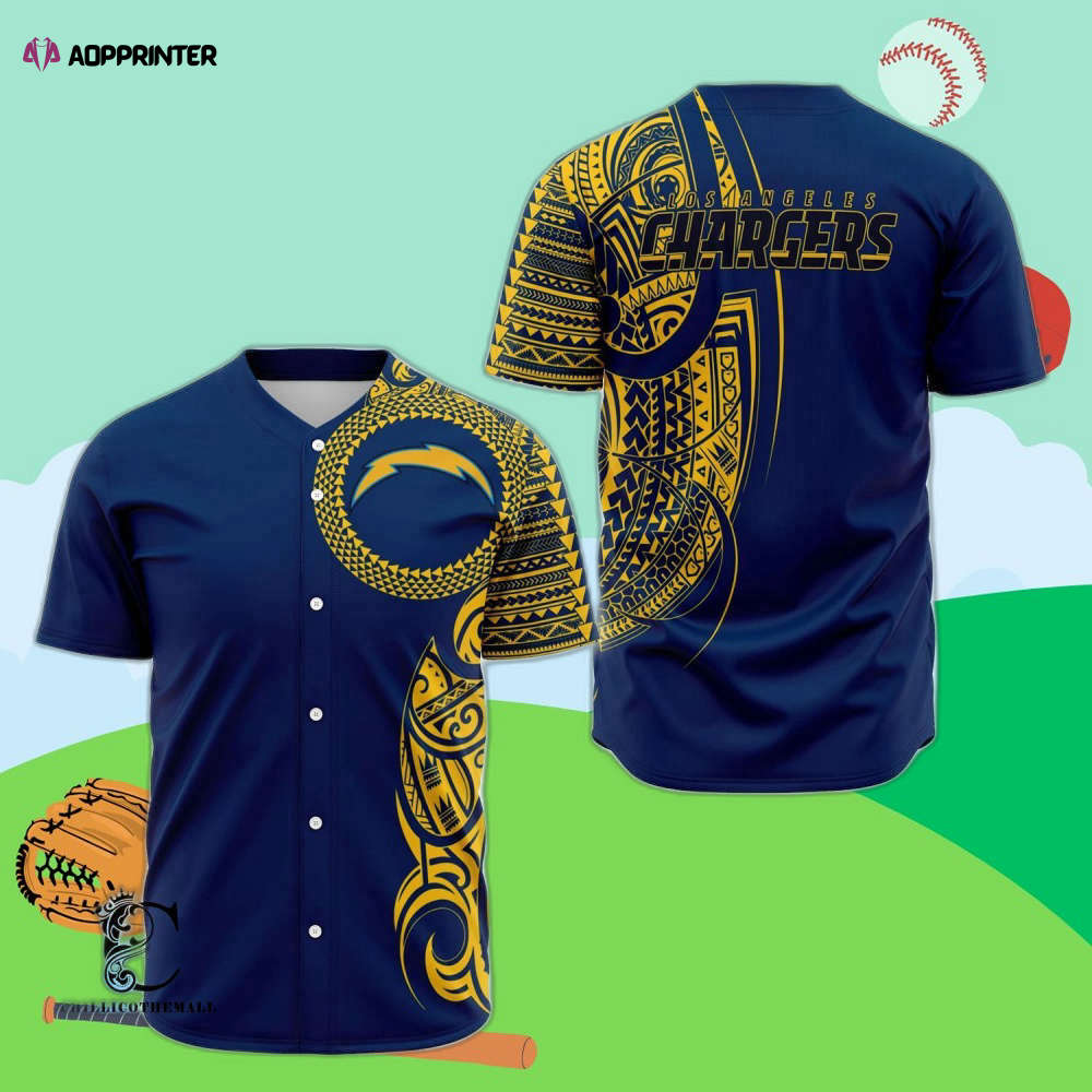 Custom LA Chargers Polynesian Baseball Jersey – Unique Personalization for Die-hard Fans