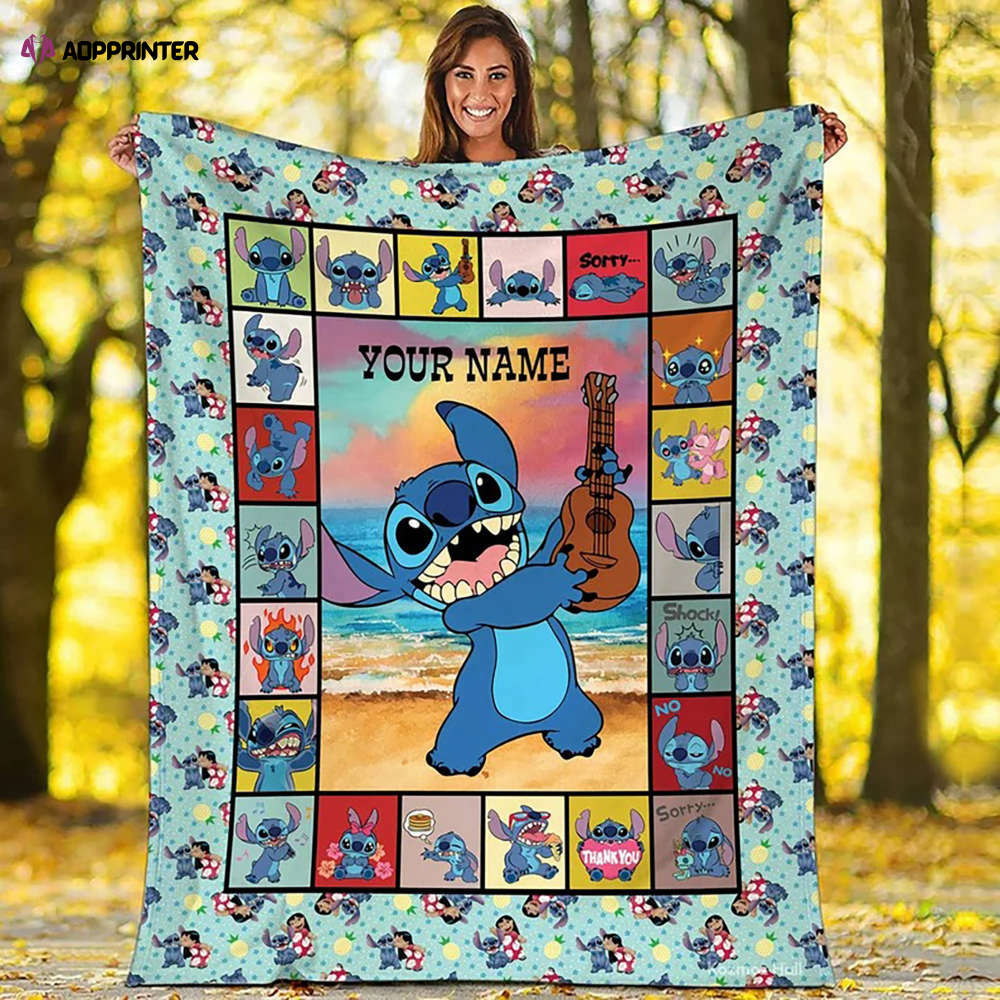 Custom Lilo And Stitch Blanket, Lilo And Stitch Lilo And Stitch Lovers Gift, Kid Quilt Blanket Bedding Set Sofa