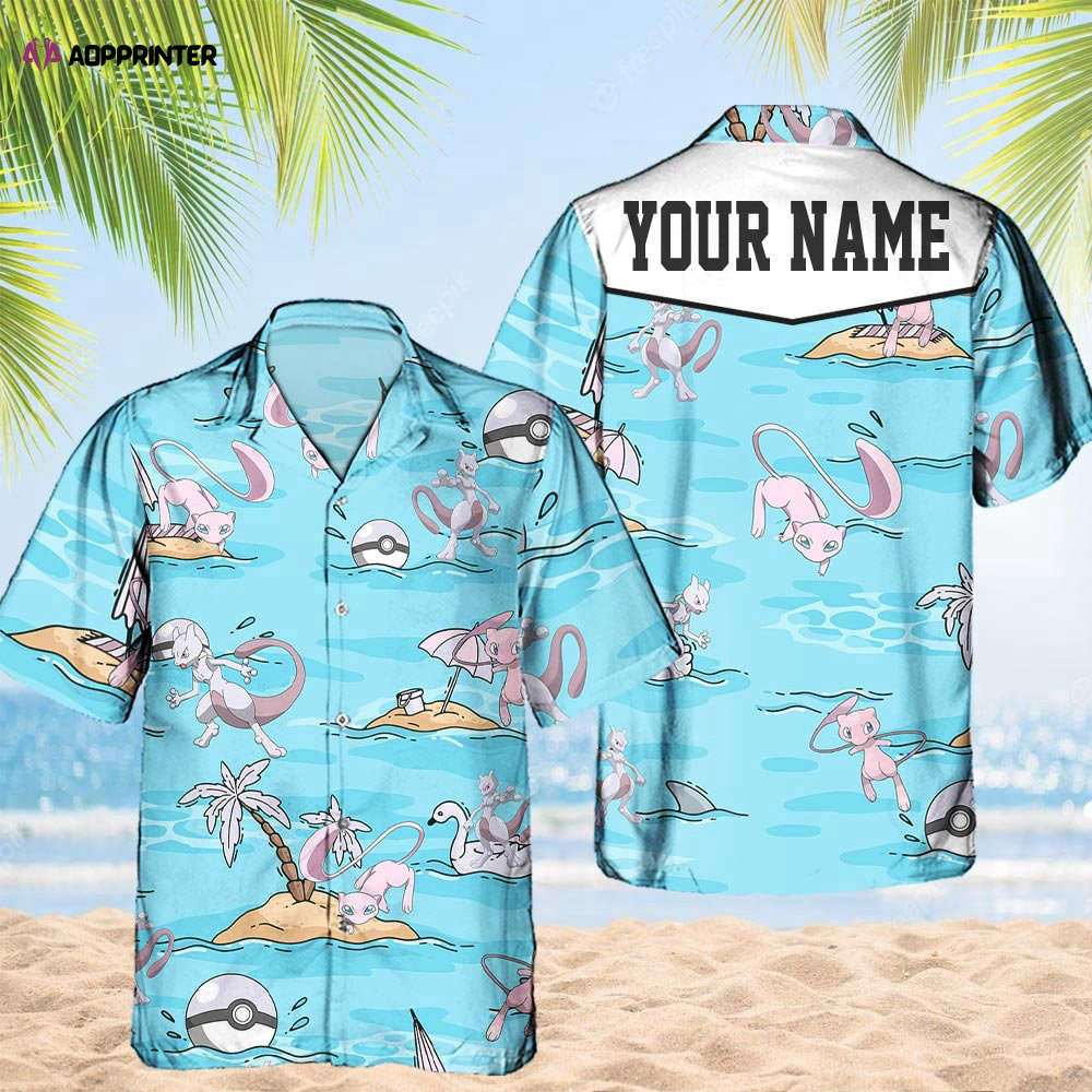 Custom Pokemon Mewtwo Hawaiian Aloha Hawaii Shirt Anime Mew Button Up ...