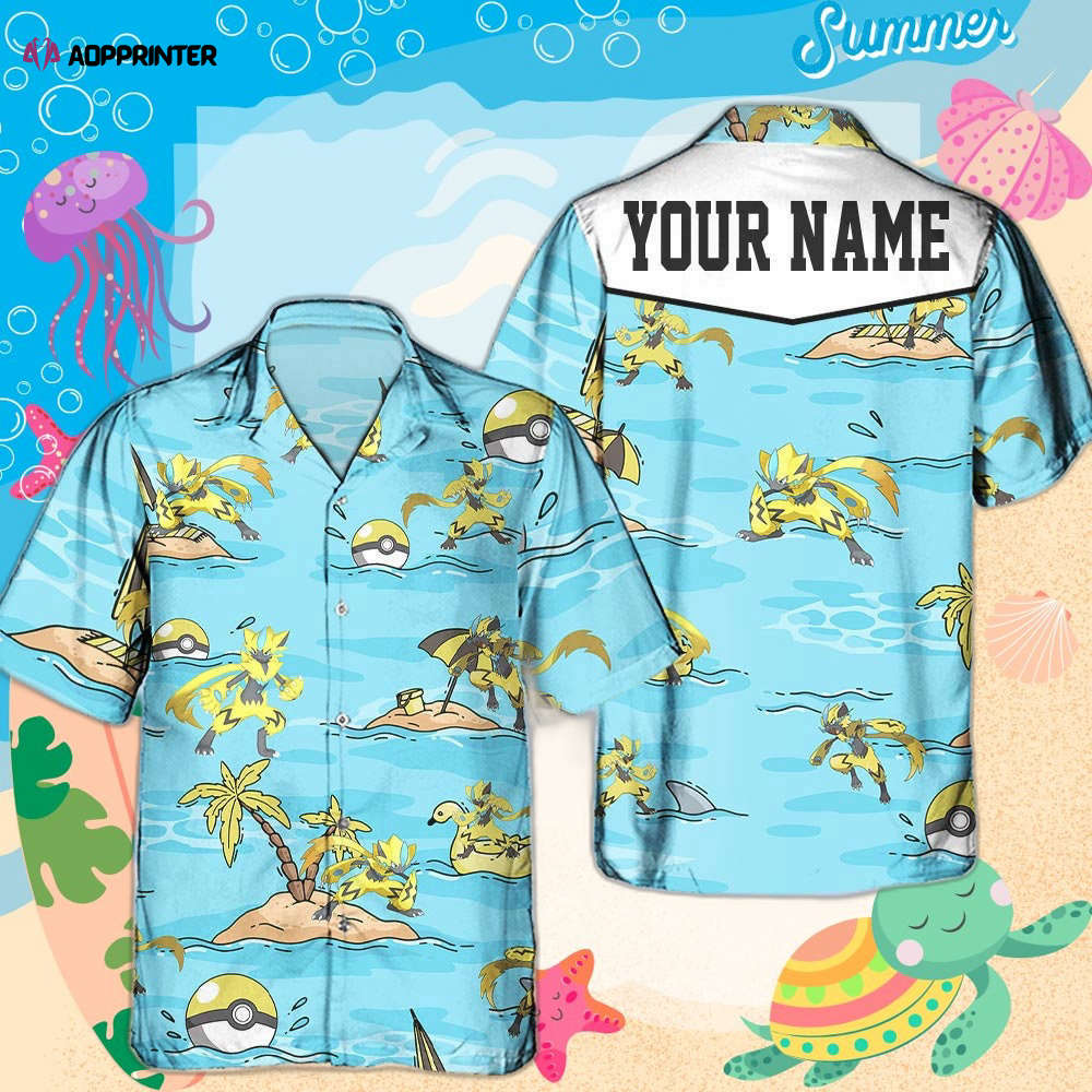 Custom Pokemon Zeraora Hawaiian Pattern Hawaii Shirt Aloha Anime Zeraora Button Up Shirt  Gifts For Pokemon Ball Fans