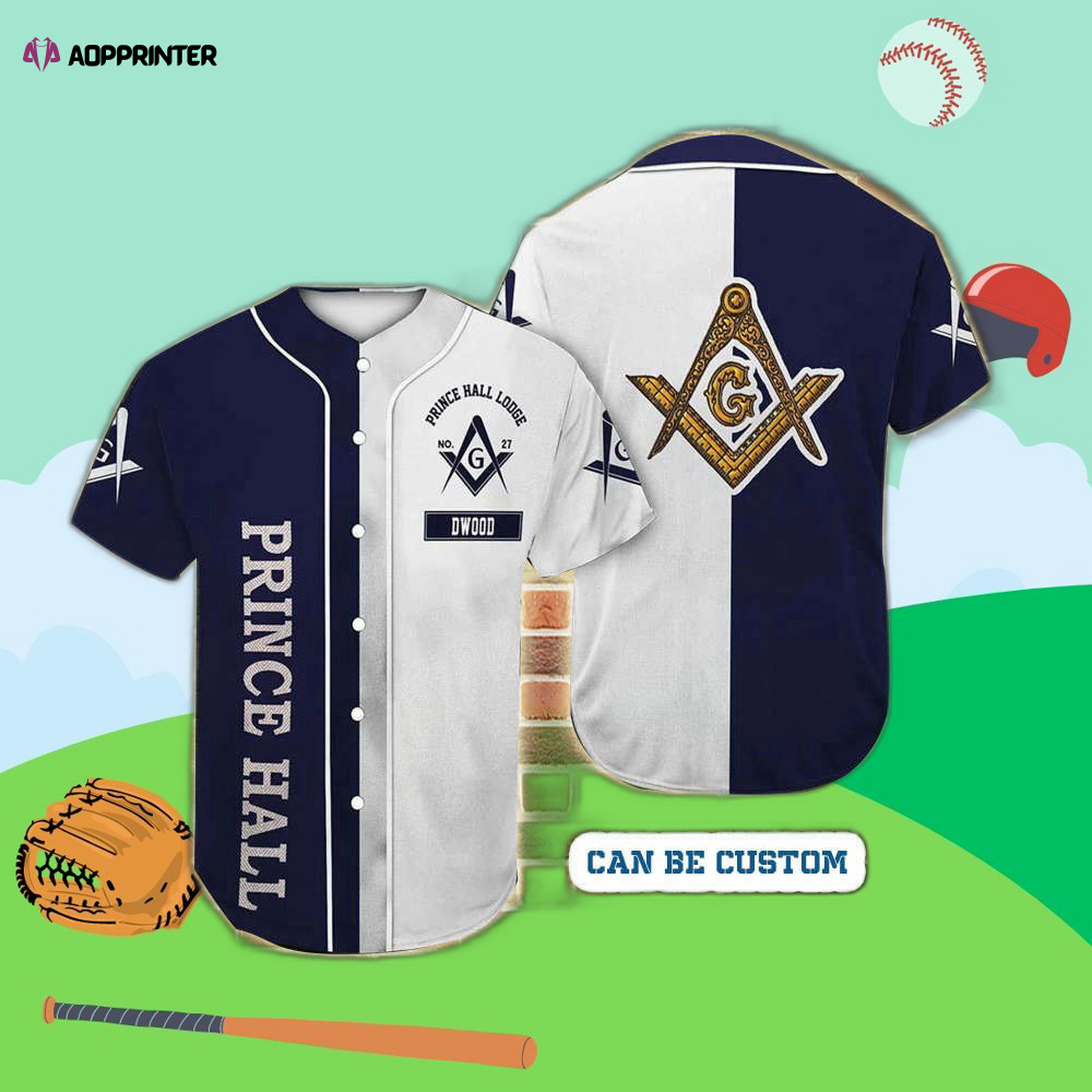 Custom Prince Hall Freemasonry Baseball Jersey   Personalized Masonic Sportswear