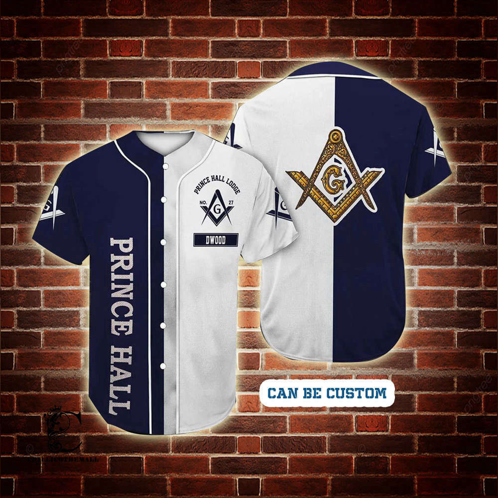 Custom Prince Hall Freemasonry Baseball Jersey   Personalized Masonic Sportswear