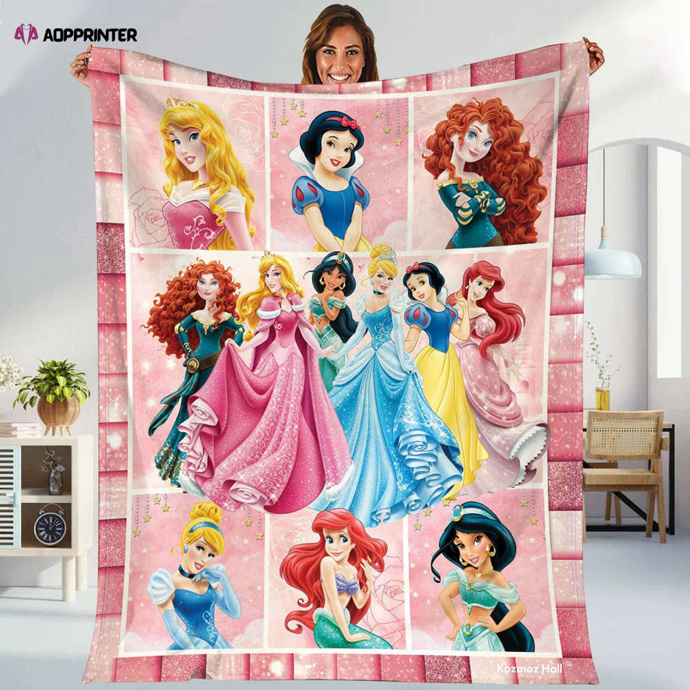 Custom Princess Characters Blanket, Princess Characters Blanket Quilt Bedding Set Sofa