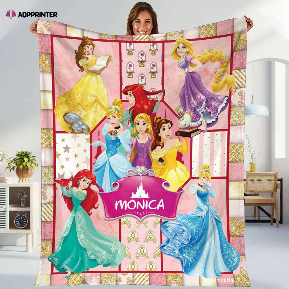 Custom Princess Characters Blanket, Princess CharactersKid Gift, Lovers Gift, Kid Blanket Quilt Bedding Set Sofa