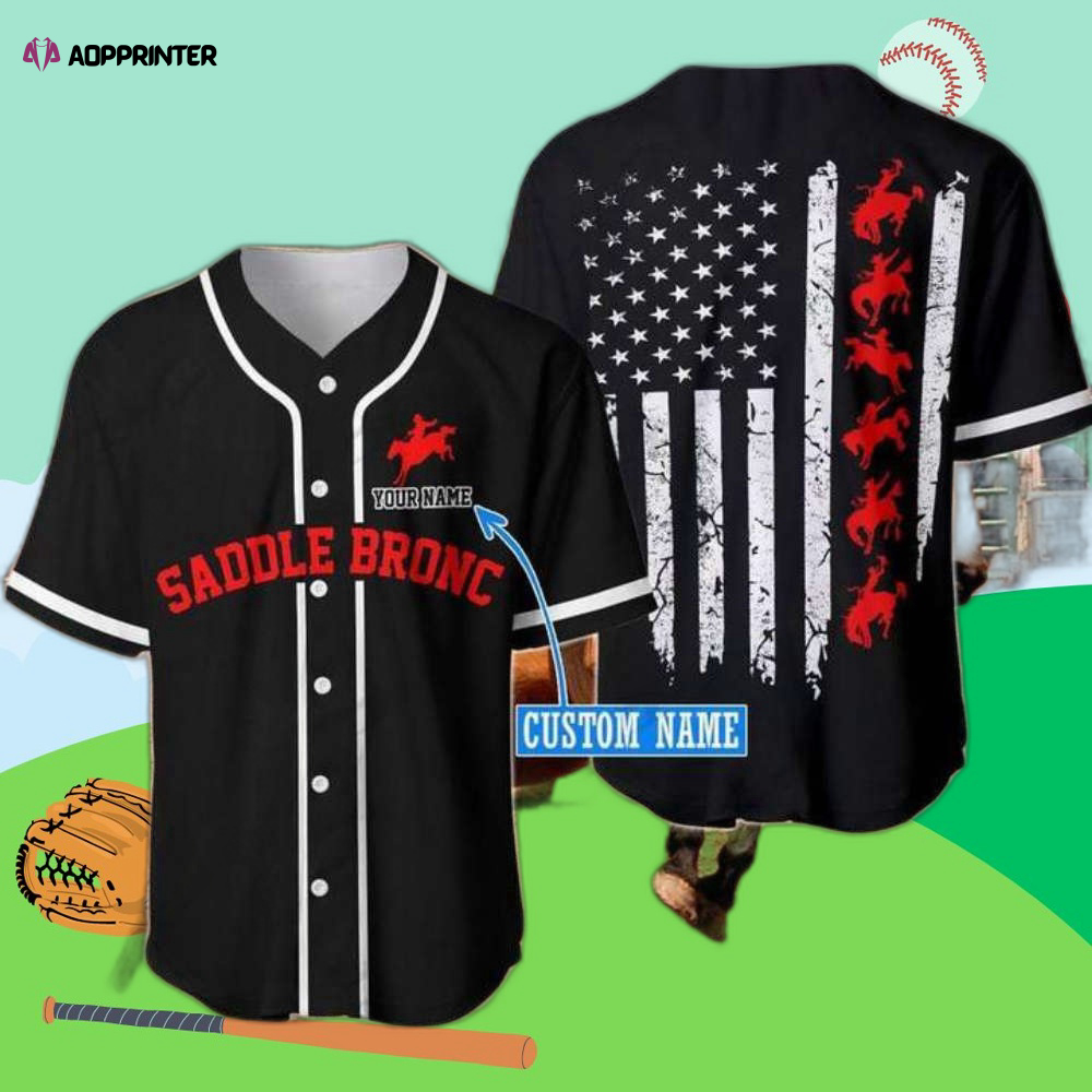 Custom Saddle Bronc Line Flag Baseball Jersey – Personalized Print
