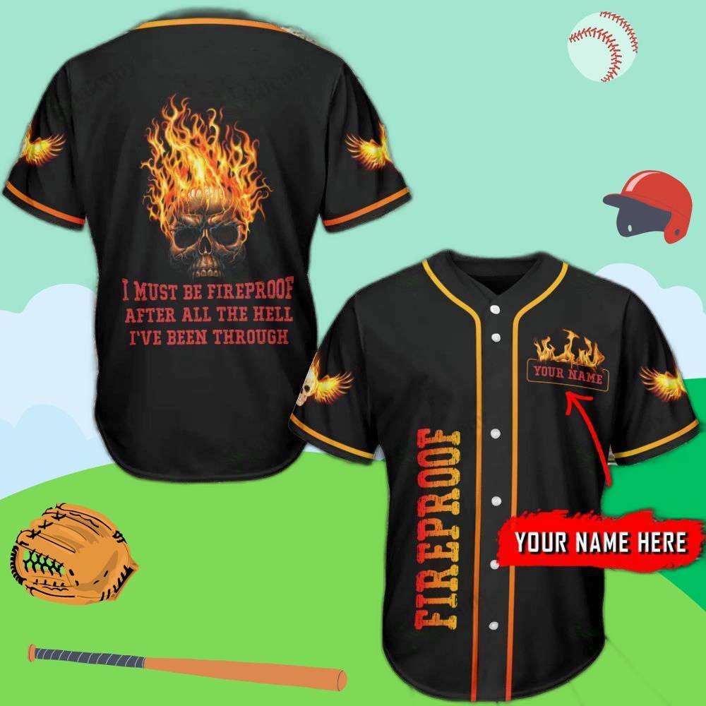 Custom Skull Fireproof Name Baseball Jersey - Personalized Design for ...