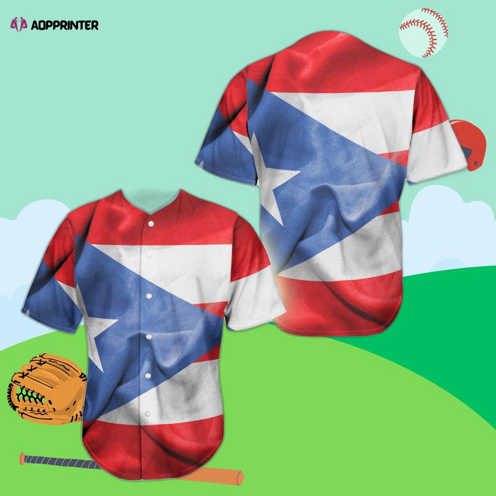 Custom Wrinkled Puerto Rican Flag Baseball Jersey – Personalized Design