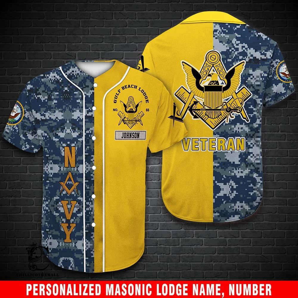 Customized Navy Veteran Freemasonry Baseball Jersey – Show Your Pride!