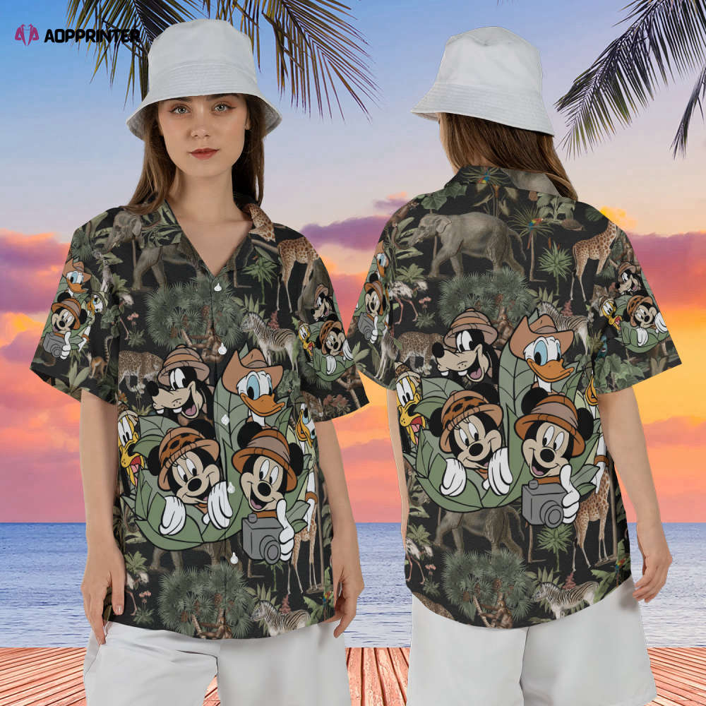 Disney Animal Kingdom Hawaiian Shirt Mickey Safari Hawaii Short Sleeve Shirt Disney Safari Hawaii Shirt Mickey and Friends Tropical Shirt