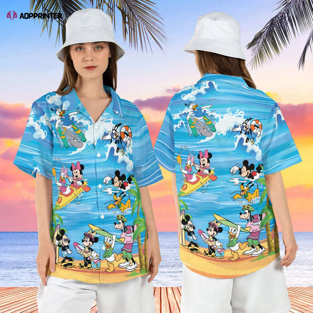 Disney Summer Mickey and Friends Hawaiian Shirt Disney Hawaii Short Sleeve Shirt Disney Surfing Aloha Shirt Disney Beach Shirt