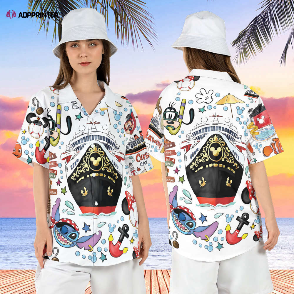 Disneyland Cruise Hawaiian Shirt Mickey & Friends Dive Short Sleeve Shirt Disneyland Cruise Line Disneyland Beach Summer Shirt