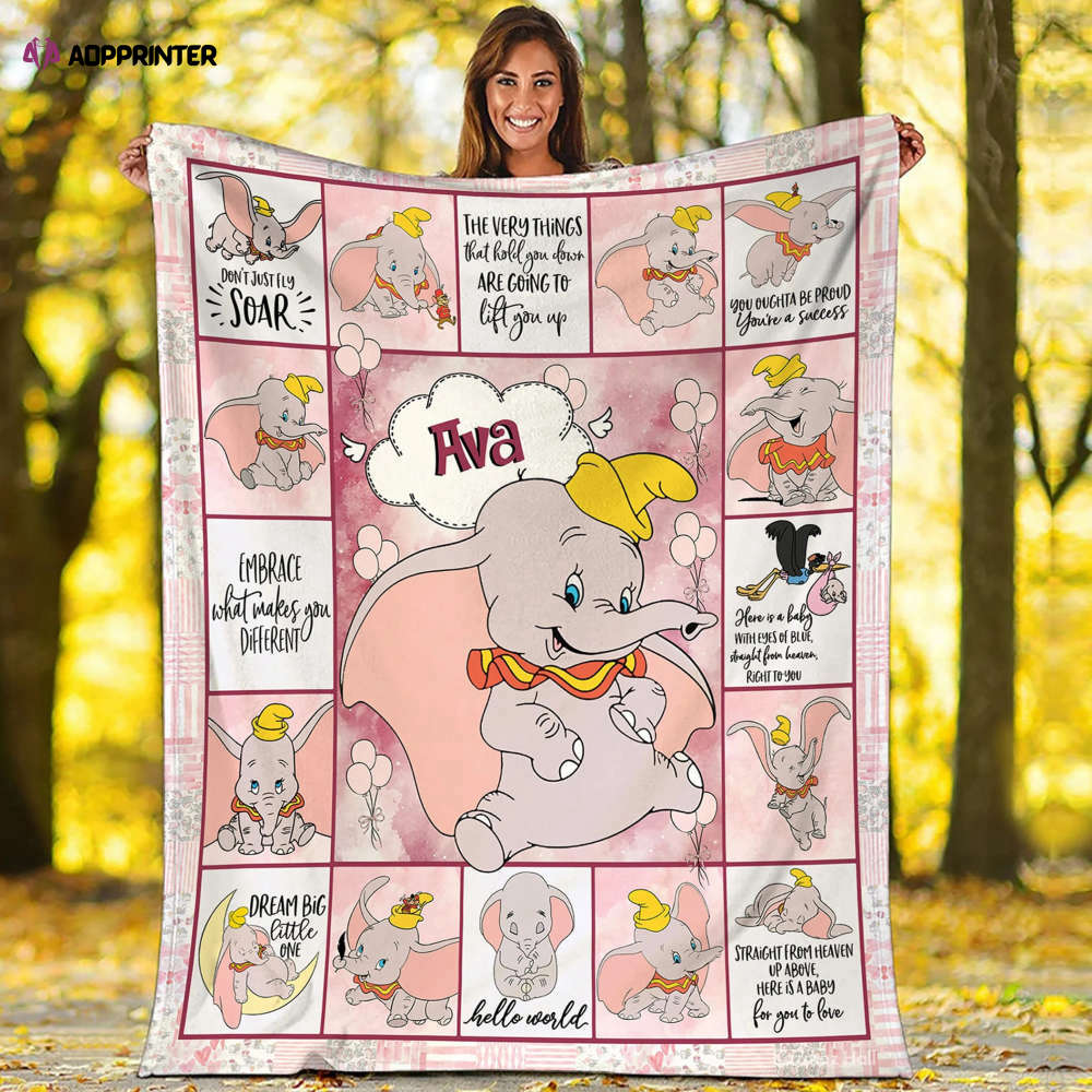 Dumbo Elephant Blanket, Dumbo Circus Dumbo Elephant Lovers Gift, Kid Quilt Blanket Bedding Set Sofa