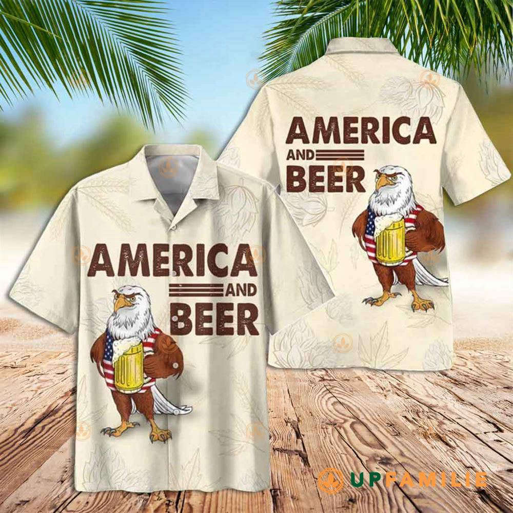 Eagle America And Beer Hawaiian Shirt