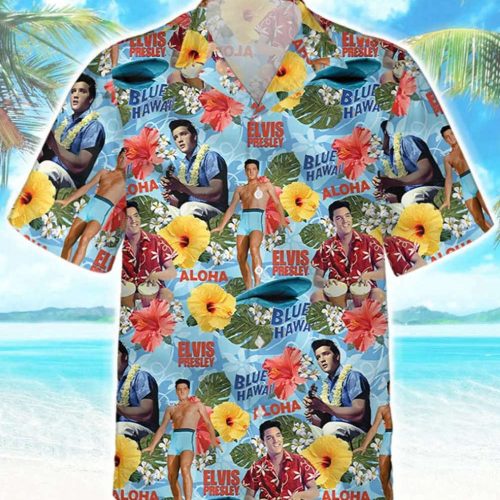 Elvis Presley Aloha Button Shirt Aloha Vibes Beach Shirt Gift for men