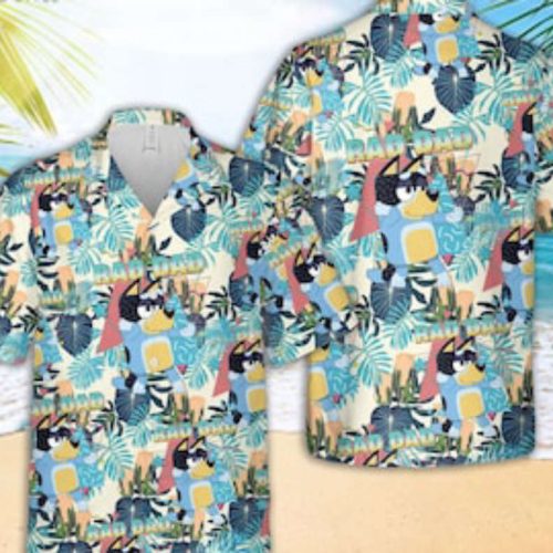 Bluey Bingo Bandit Chilli TV Show Hawaiian Shirt Fathers Gifts