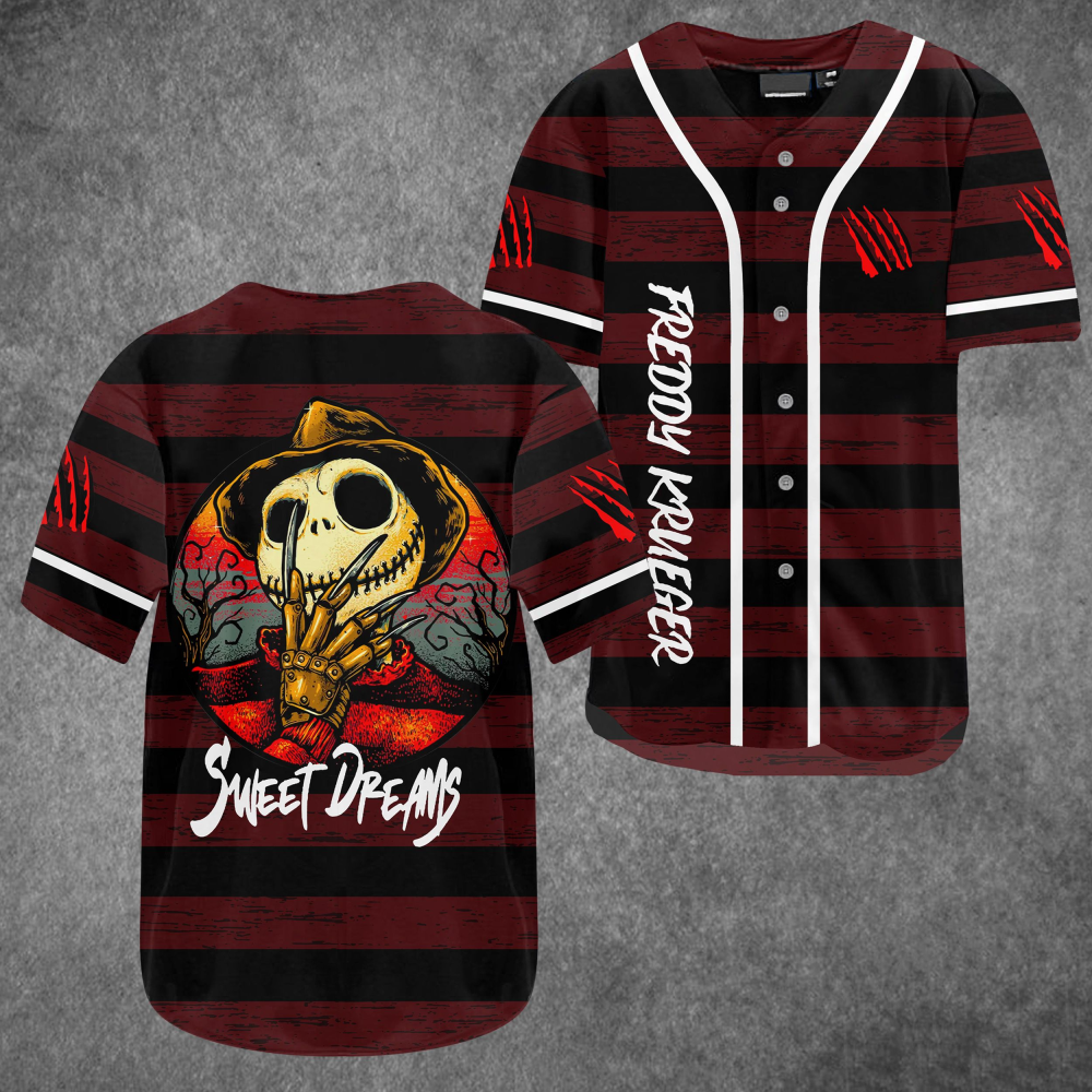 Freddy Krueger Sweet Dreams Baseball Jersey: Horror-inspired Style for Nightmarish Fans
