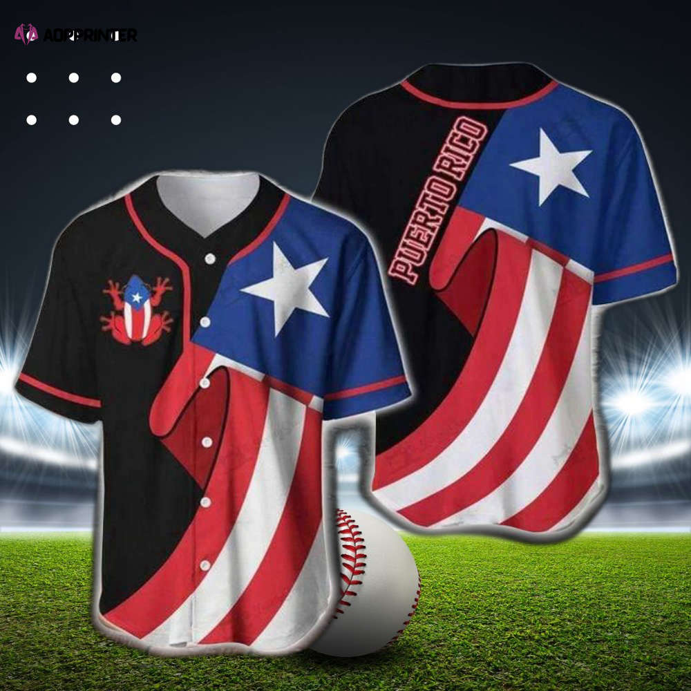 Get Your Puerto Rico Coqui Flag Baseball Jersey – Show Your Pride