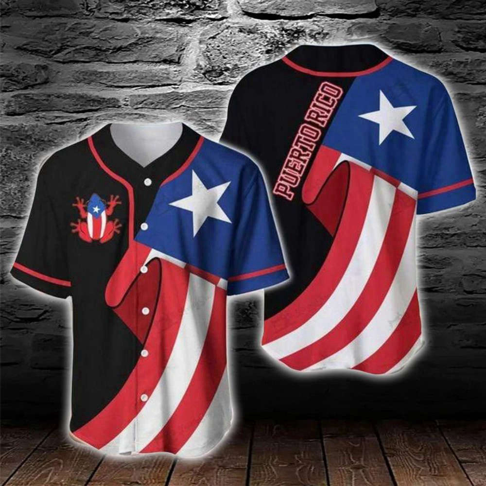 Get Your Puerto Rico Coqui Flag Baseball Jersey – Show Your Pride