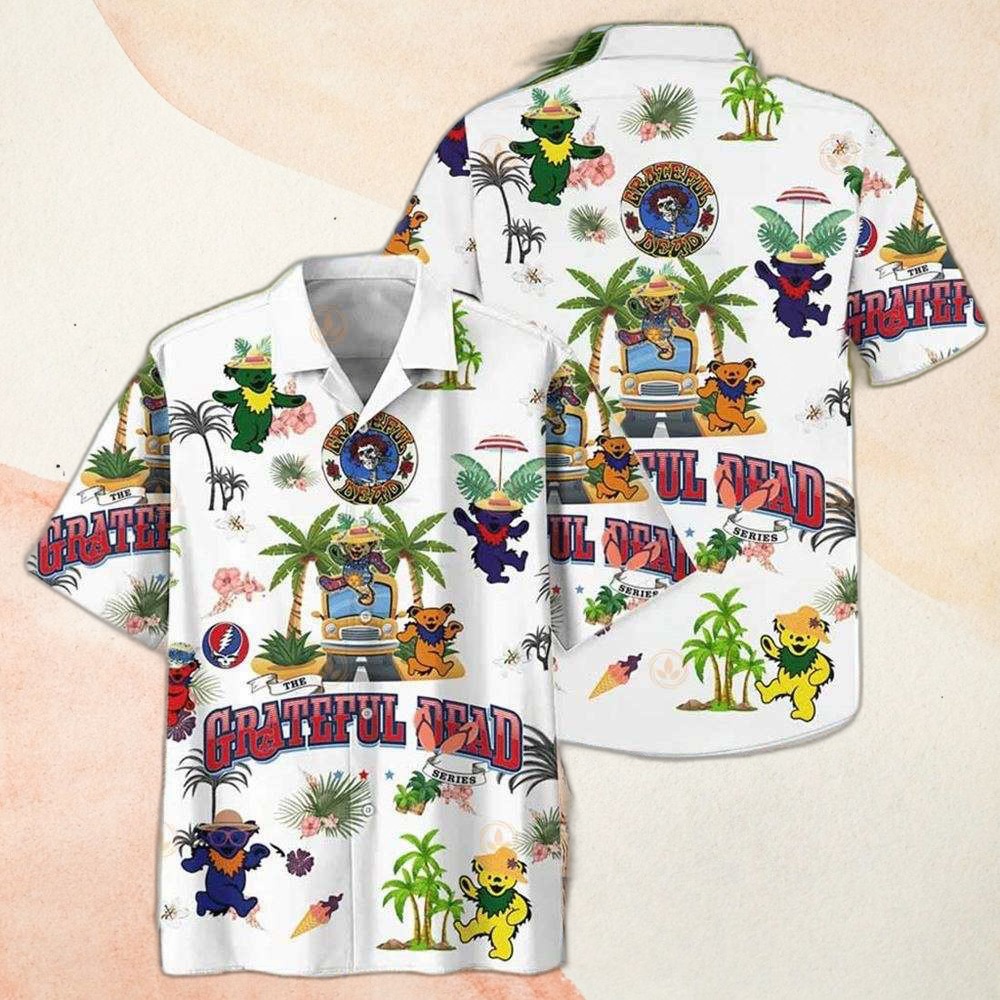 Hawaiian Shirt For Men Grateful Dead Dancing Bears Colors 3D Summer Hawaii Shirt