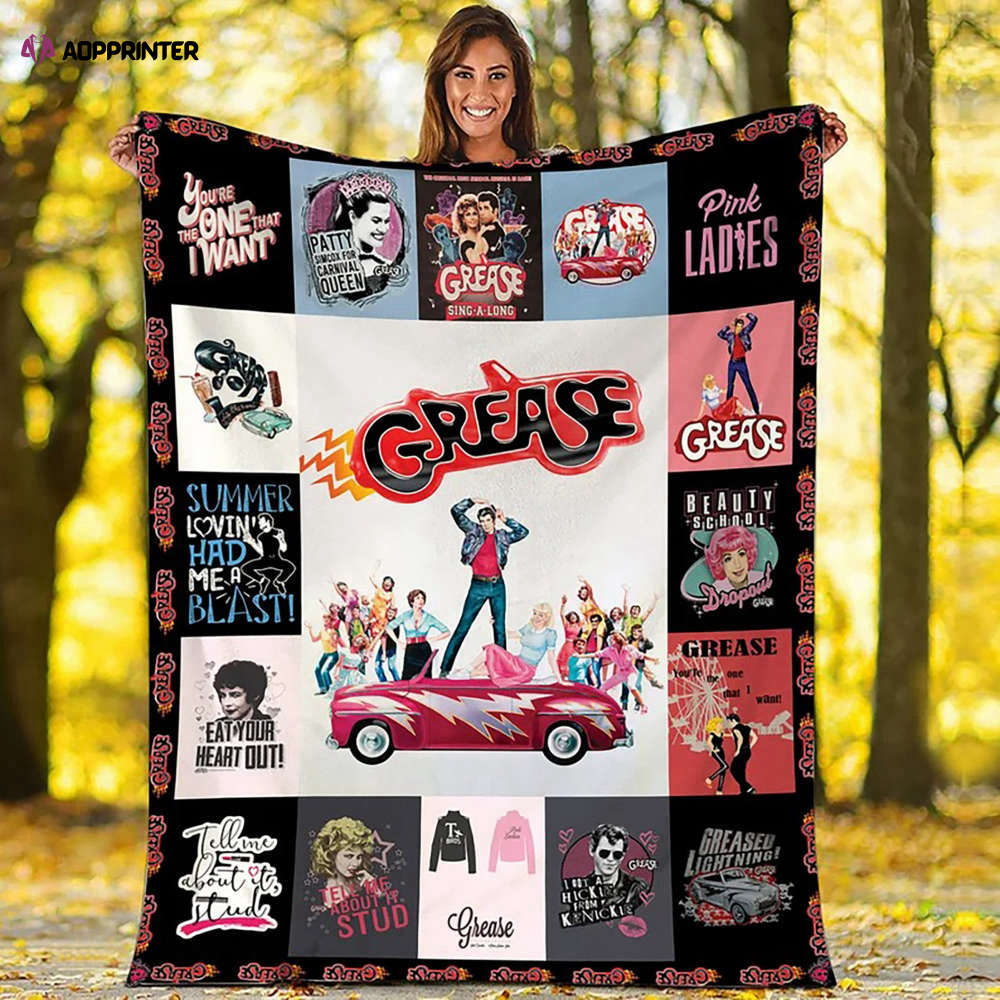 Grease Blanket, Danny Zuko Sandy Olsson Grease Throw Blanket For Bed Couch Sofa, Gift for Fan, Quitl Blanket