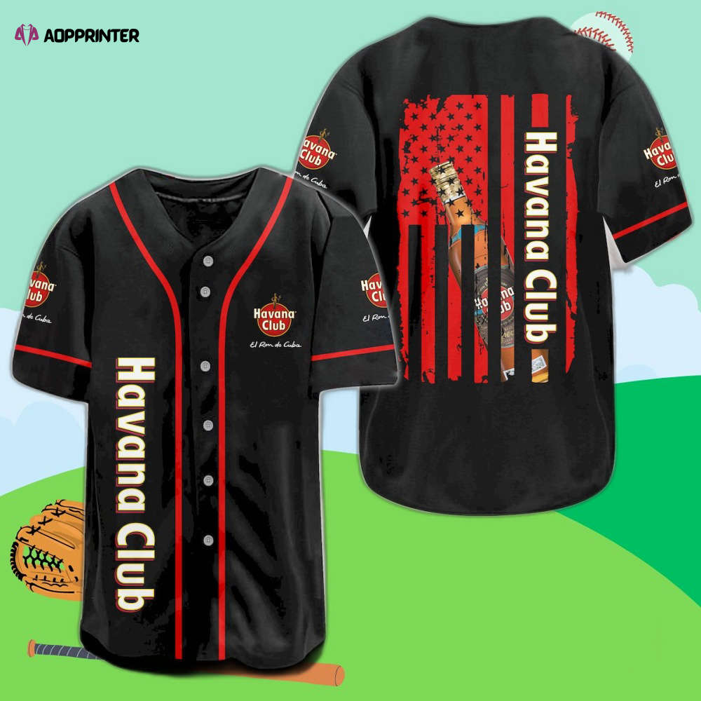 Havana Club American Flag Baseball Jersey: Stylish Patriotic Apparel