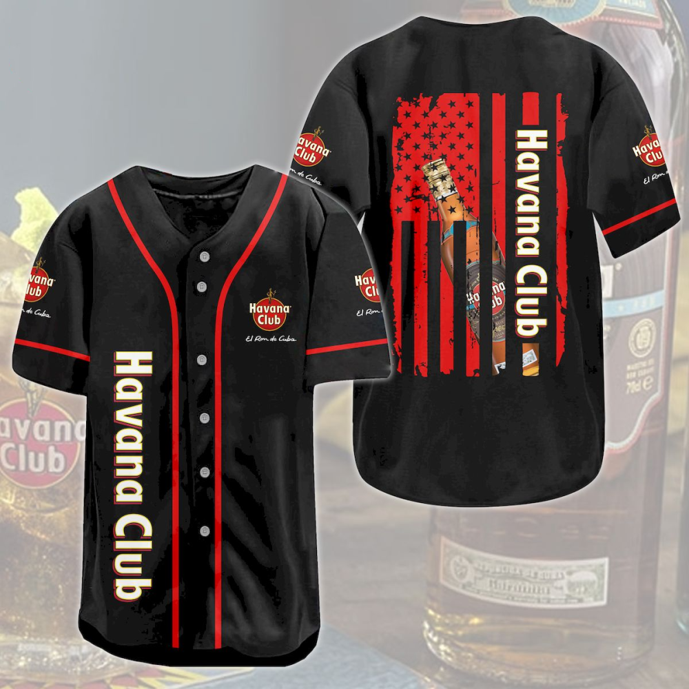 Havana Club American Flag Baseball Jersey: Stylish Patriotic Apparel