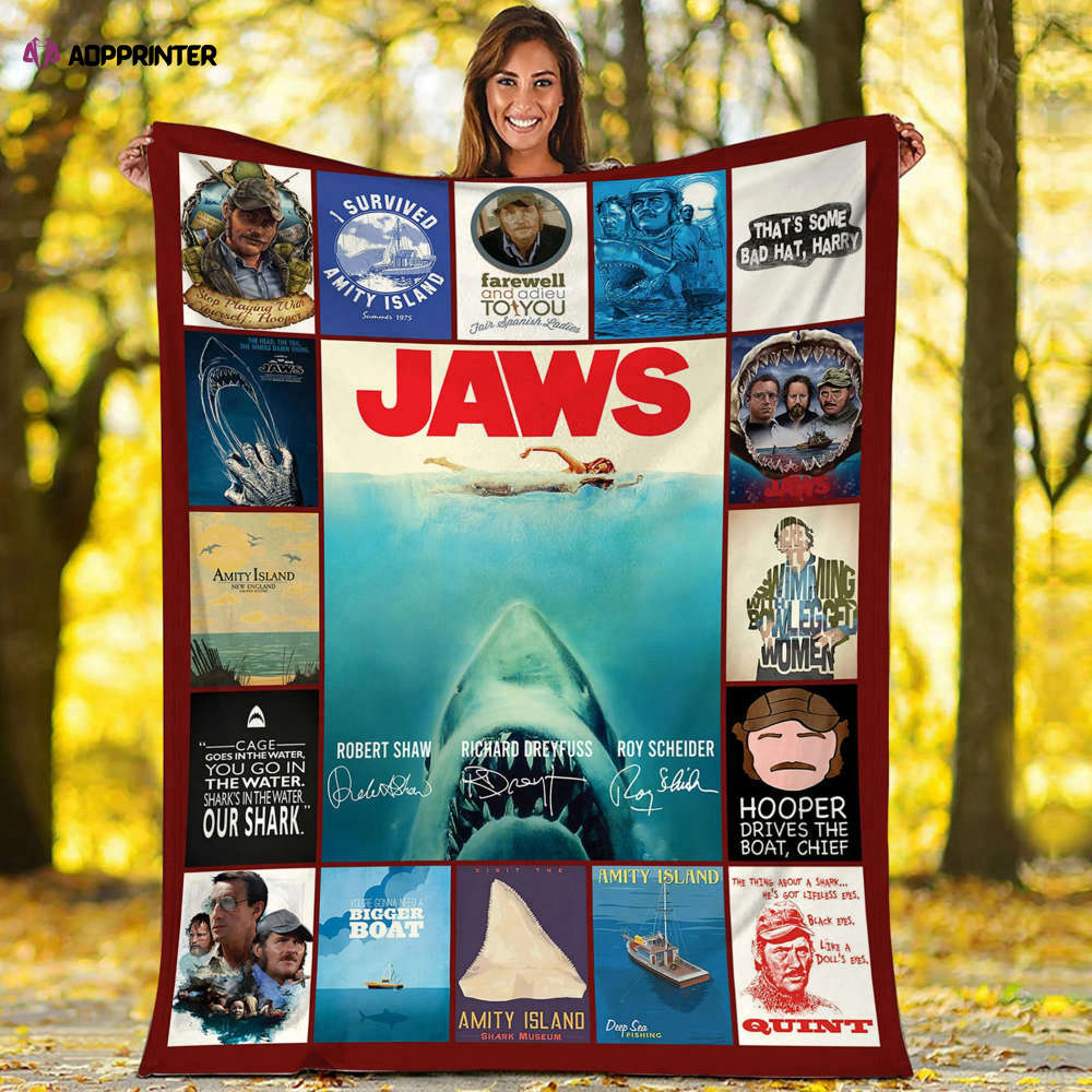 Jaws Blanket, Jaws Quint Throw Blanket For Bed Couch Sofa Gift for Fan, Quilt Blanket