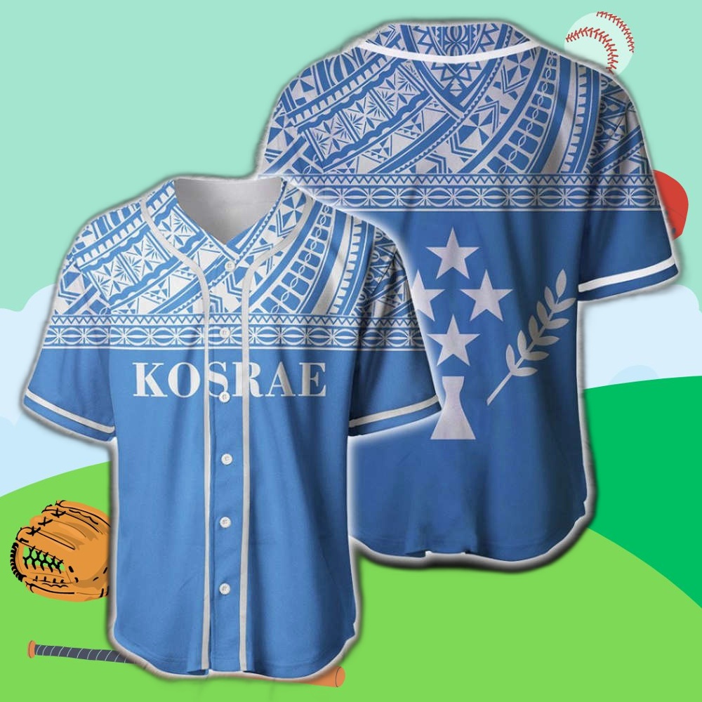 Kosrae Micronesian Blue Baseball Jersey: Authentic Design for Sports Enthusiasts