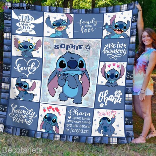 Lilo and Stitch Stitch Quilt Blanket, Personalized Stitch Fleece Blanket, Stitch Birthday