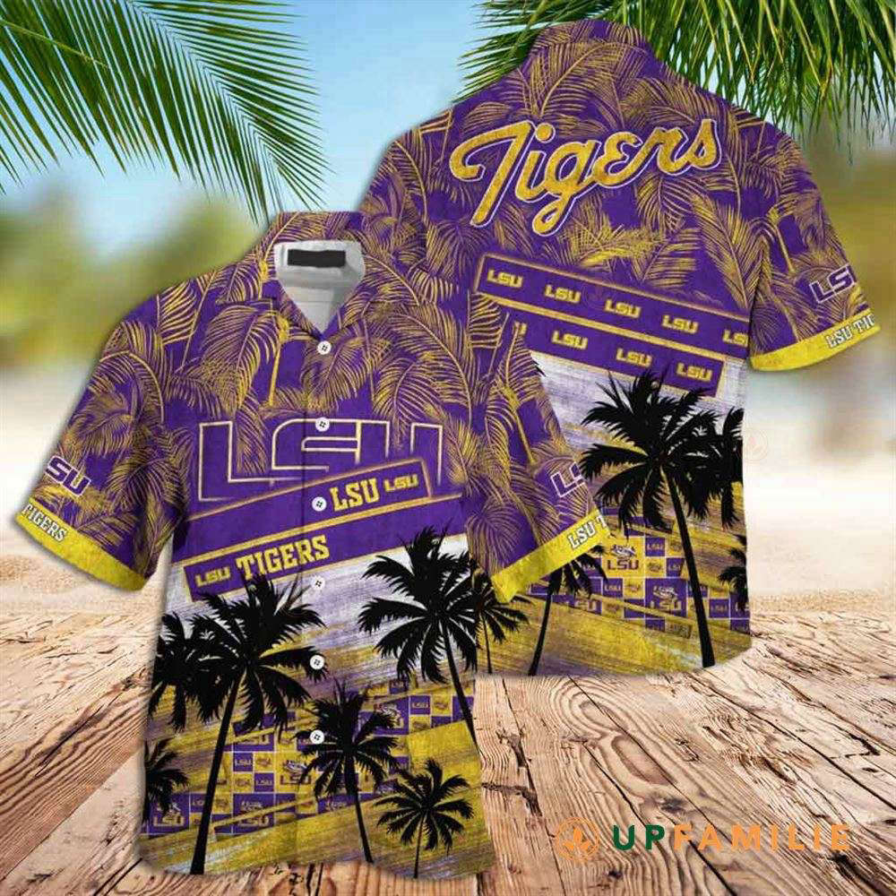 LSU Hawaiian Shirt: Tigers Palm Tree Tropical Shirt for LSU Fans
