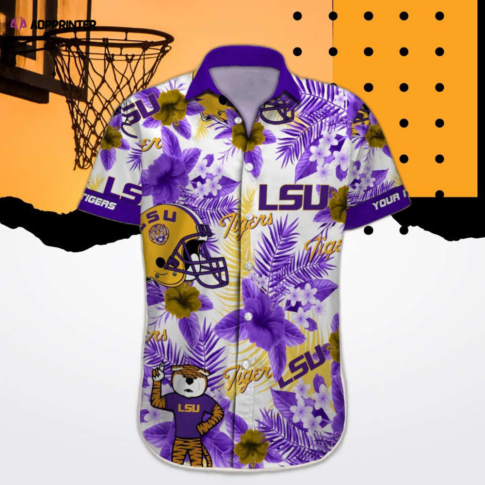 LSU Tigers Custom Hawaiian Shirt – Tropical Mascot Helmet Design for Fans