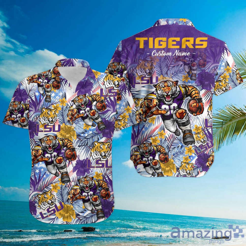 LSU Tigers Custom Name Hawaiian Shirt – Tropical Floral Aloha Design