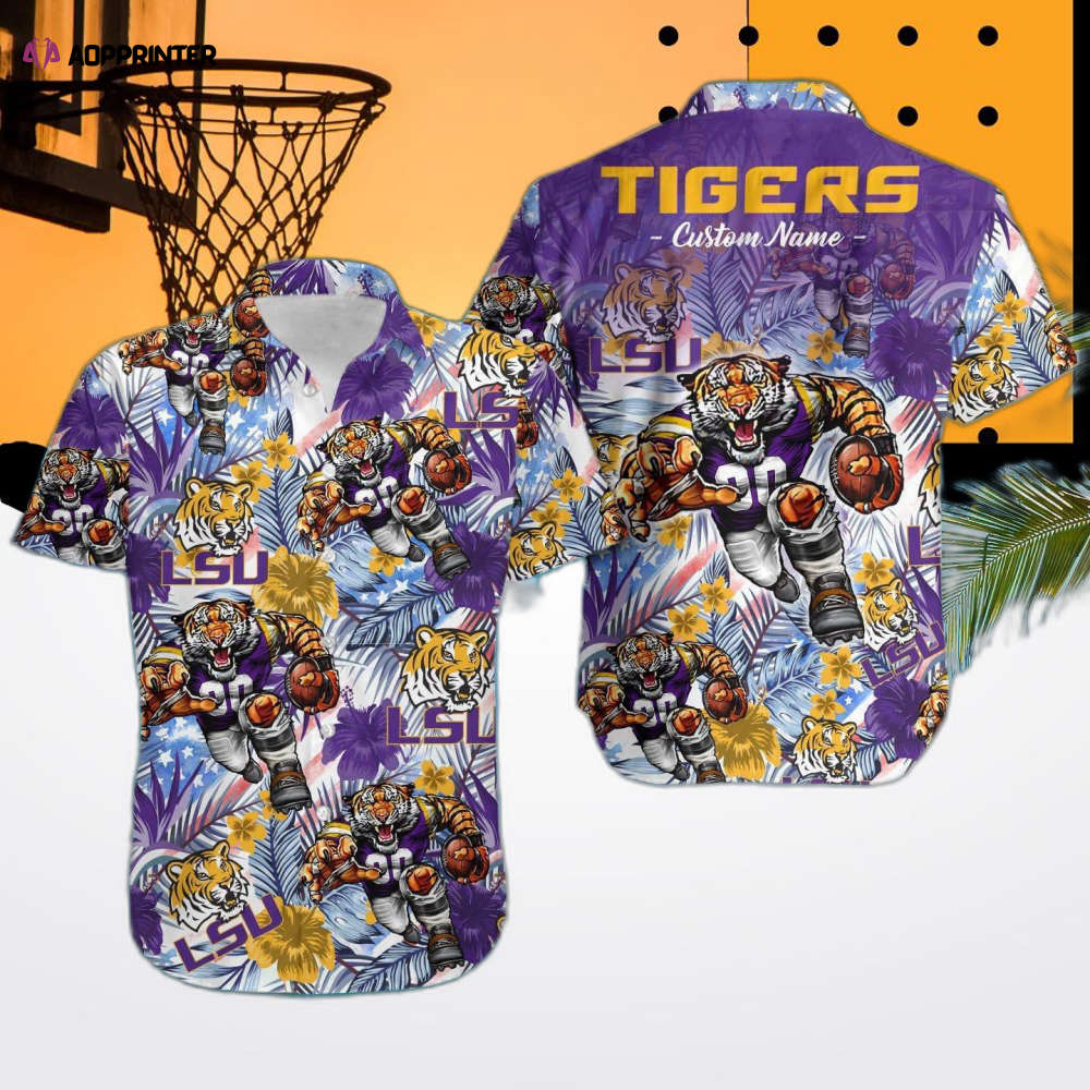 LSU Tigers Custom Name Hawaiian Shirt – Tropical Floral Aloha Design