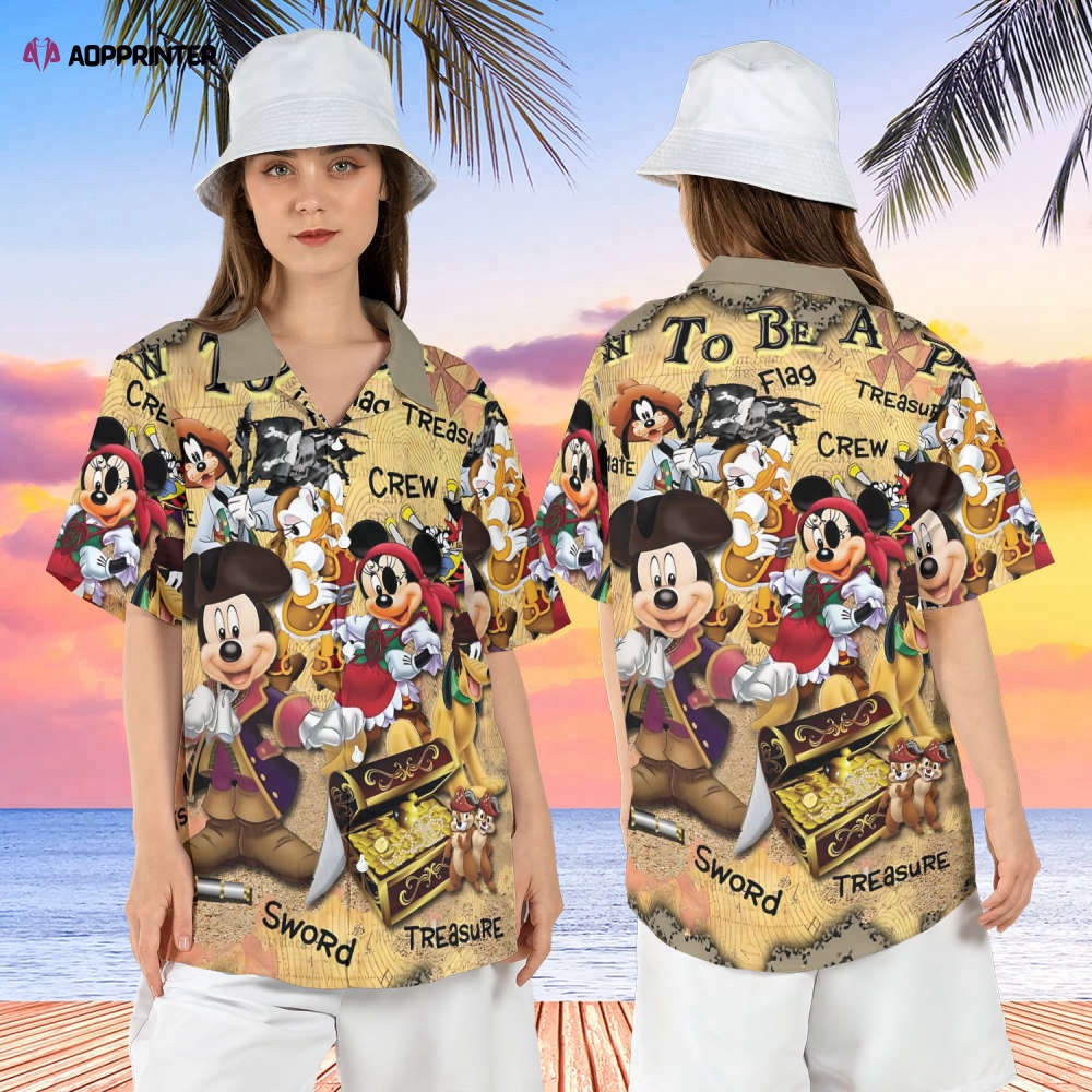 Mickey and Friends Treasure Hunting Hawaiian Shirt Disneyland Pirates Of Caribbean Short Sleeve Shirt Mickey Pirate Life Hawaii Shirt
