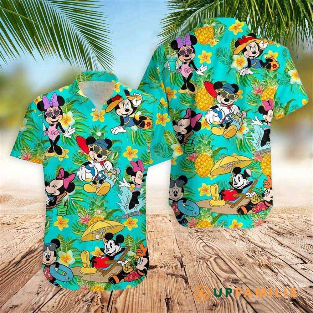 Mickey Mouse Mickey And Minnie Beach Disneyland Hawaiian Shirt