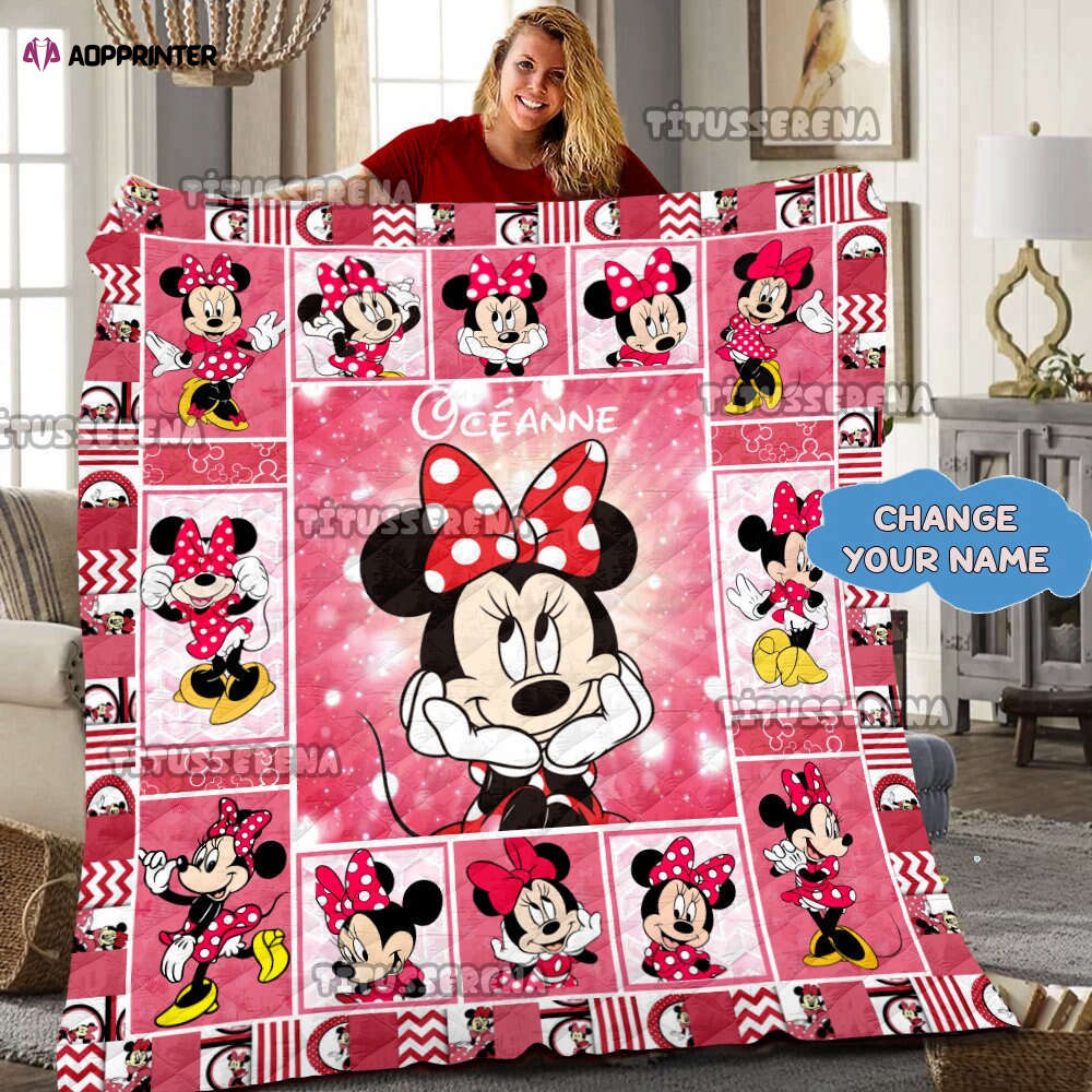Personalized Mickey Minnie Quilt Blanket, Mickey Mouse Blanket, Mickey Mouse Mickey, Minnie Blanket
