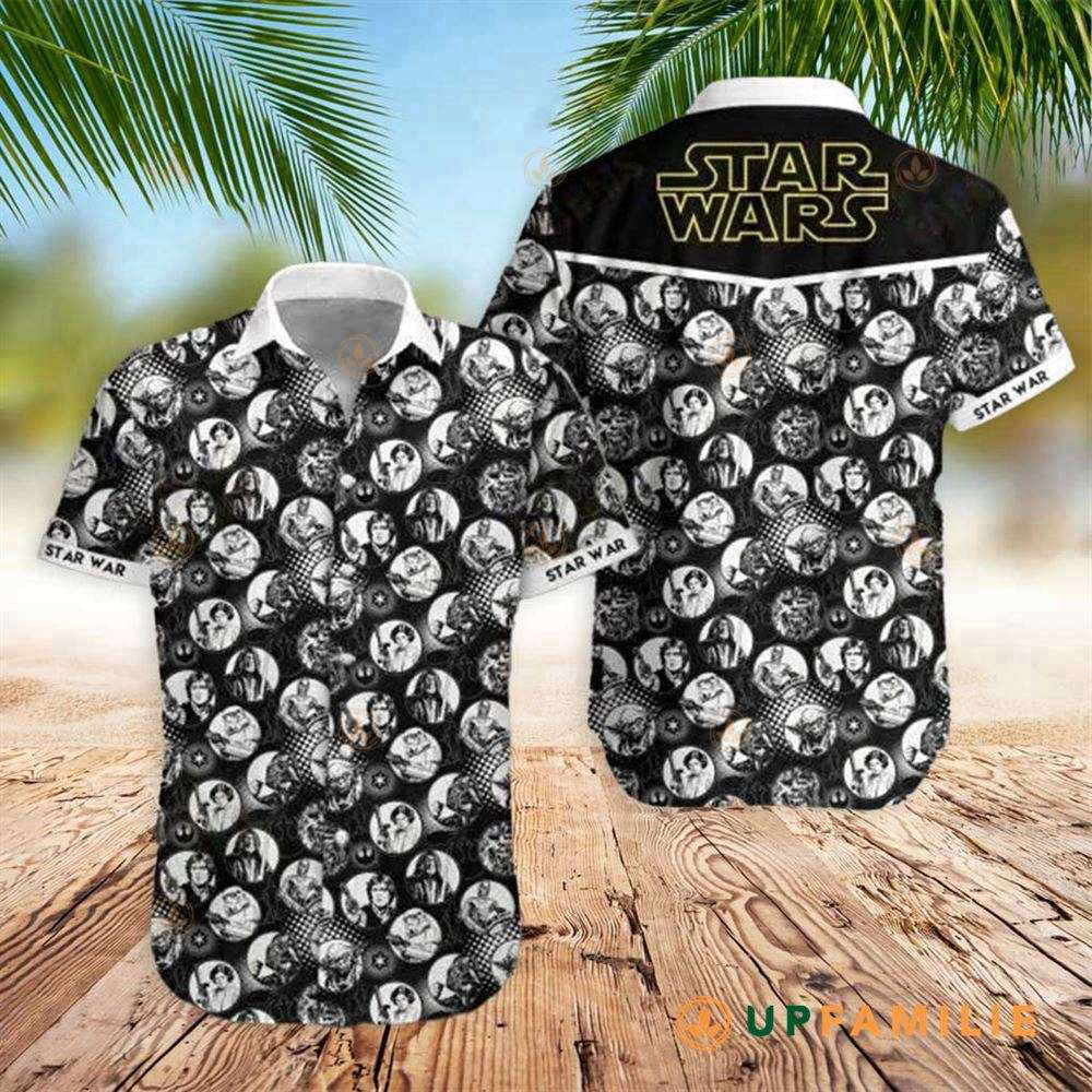 Nationals Star Wars Star Wars Character Circles Black White Hawaiian Shirt
