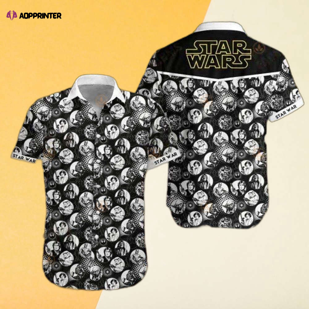 Nationals Star Wars Star Wars Character Circles Black White Hawaiian Shirt