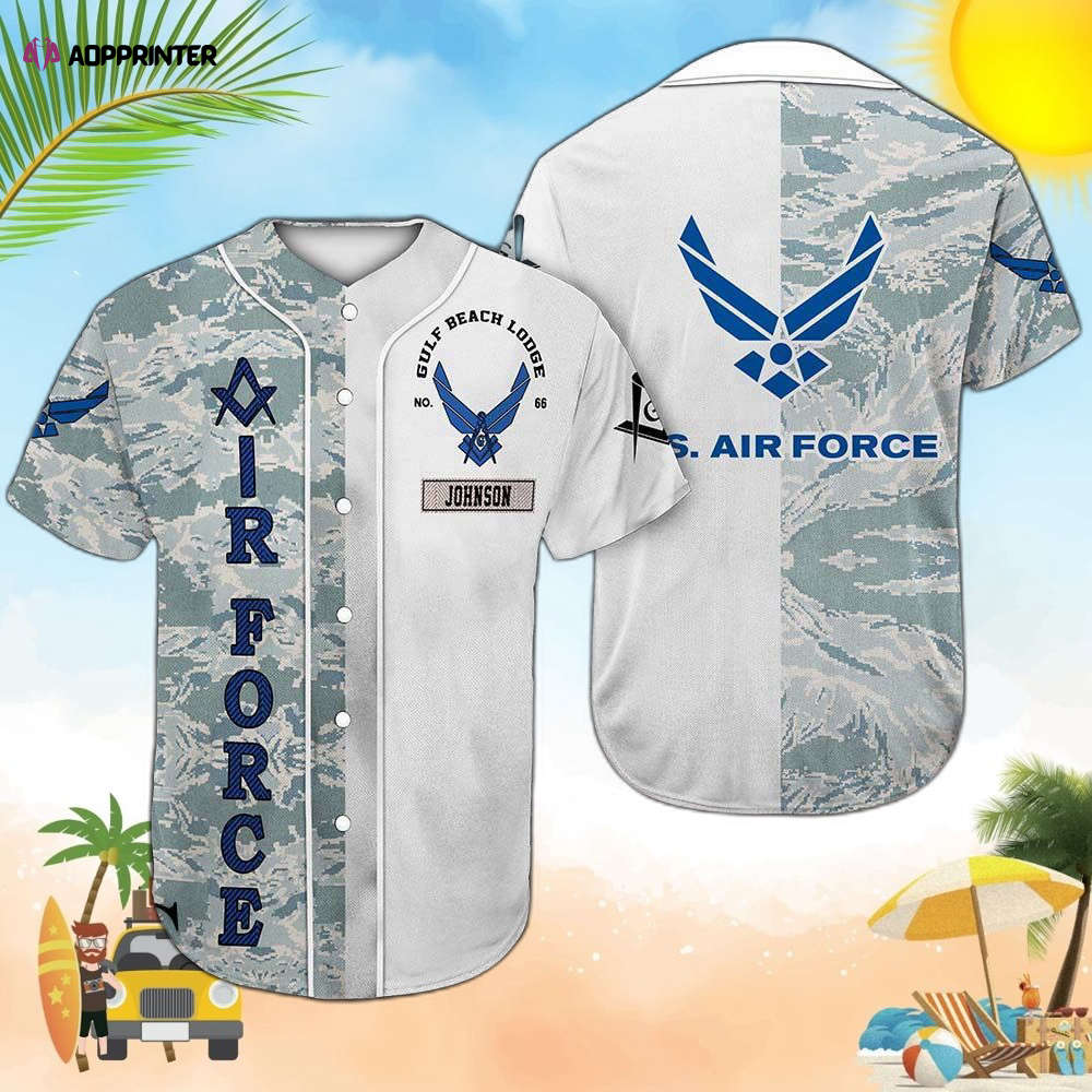 Personalized Air Force Camo Freemasonry Baseball Jersey