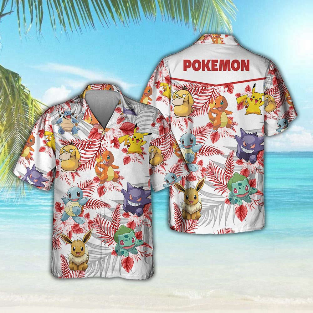 Personalized Custom Name Pokemon Hawaii Shirt Pokemon Aloha Tropical Summer Family Shirt Summer Beach Best Gift