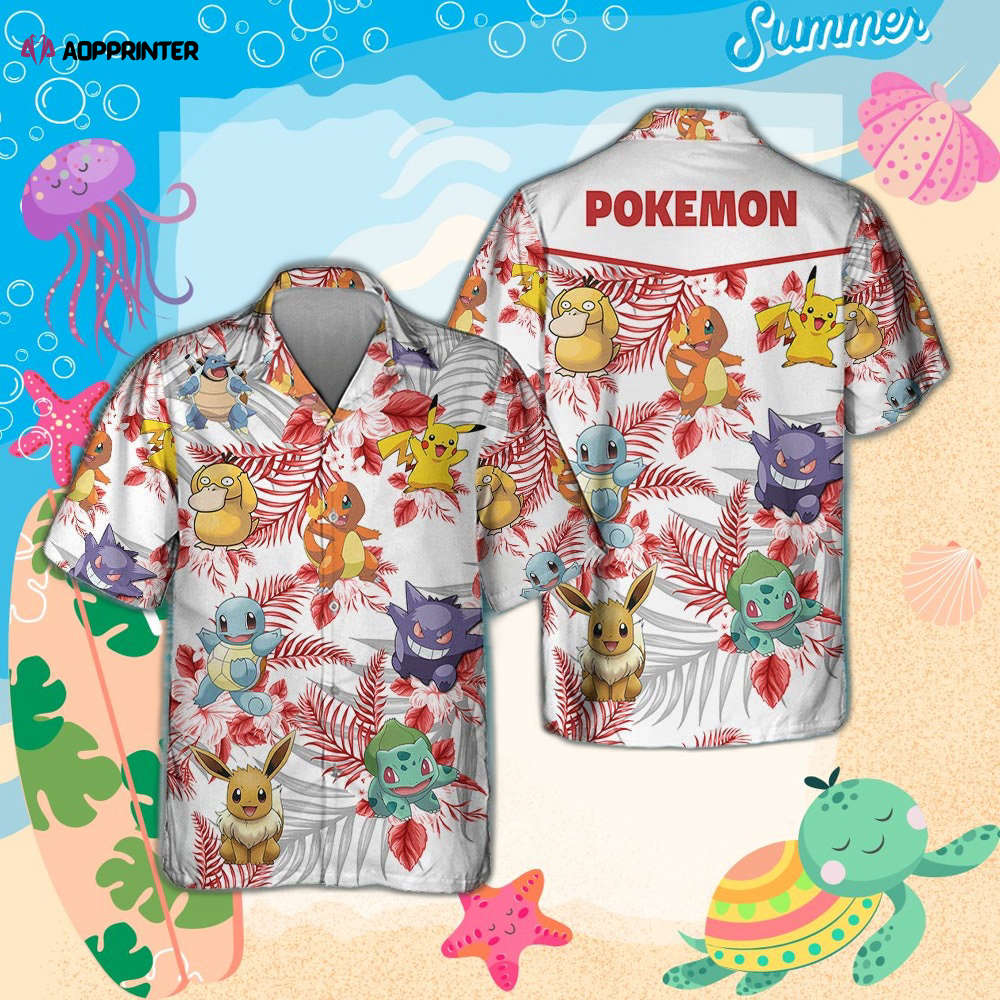 Personalized Custom Name Pokemon Hawaii Shirt Pokemon Aloha Tropical Summer Family Shirt Summer Beach Best Gift