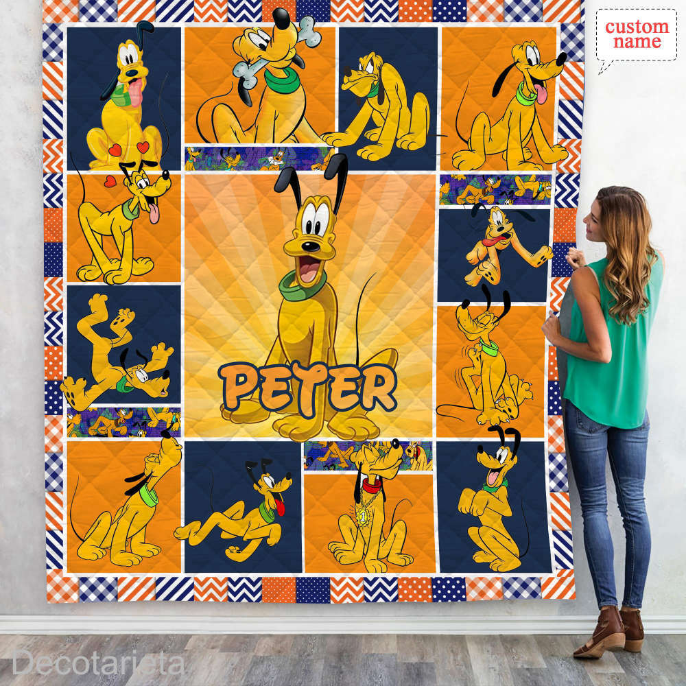 Personalized Disney Pluto Quilt Blanket, Disney Pluto Fleece Blanket