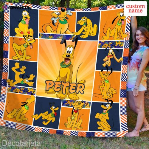 Personalized Disney Pluto Quilt Blanket, Disney Pluto Fleece Blanket